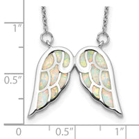Load image into Gallery viewer, Sterling Silver Rhod-plated Created Opal Wings w/1.5in ext Necklace
