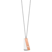 Load image into Gallery viewer, Sterling Silver RH-plated Dogtag w/Rose-tone Cross w/1.25in ext Necklace
