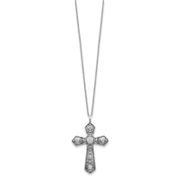 Load image into Gallery viewer, Sterling Silver Antiqued CZ Fancy Cross w/2in ext. Necklace
