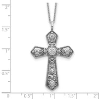 Load image into Gallery viewer, Sterling Silver Antiqued CZ Fancy Cross w/2in ext. Necklace
