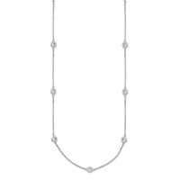 Load image into Gallery viewer, Sterling Shimmer Sterling Silver Rhodium-plated 3mm CZ 15 Stone 15 Station 22 inch Necklace
