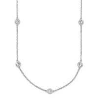 Load image into Gallery viewer, Sterling Shimmer Sterling Silver Rhodium-plated 3mm CZ 12 Stone 12 Station 16 inch with 2 inch Extension Necklace
