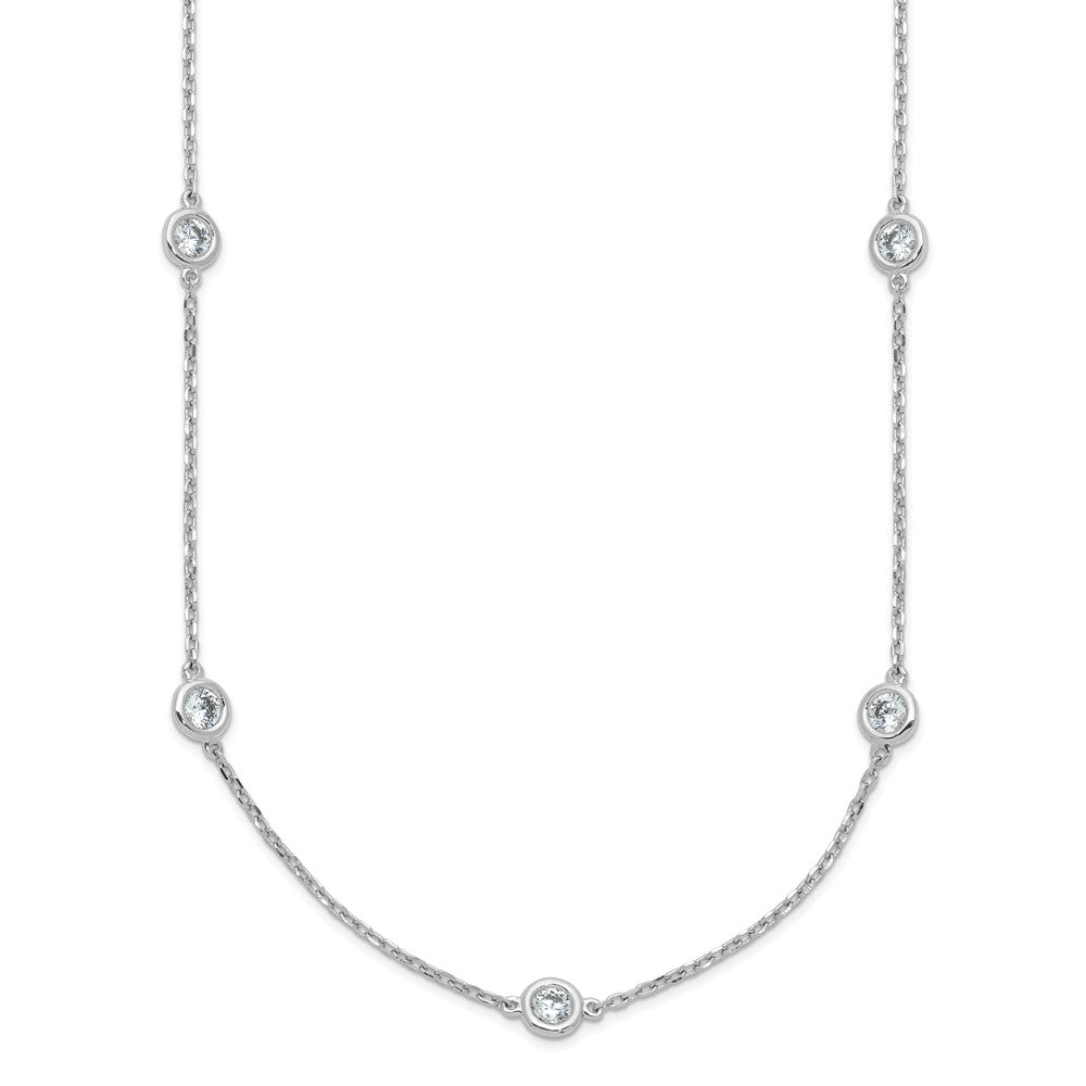 Sterling Shimmer Sterling Silver Rhodium-plated 3mm CZ 15 Stone 15 Station 22 inch Necklace