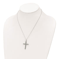 Load image into Gallery viewer, Sterling Silver Rhodium-plated CZ &amp; Green Nano Crystal Cross 18in Necklace
