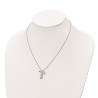 Load image into Gallery viewer, Sterling Silver Rhodium-plated CZ and Cross D/C Bead Chain Necklace
