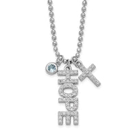 Load image into Gallery viewer, Sterling Silver Rhodium-plated CZ and Cross D/C Bead Chain Necklace
