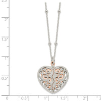 Load image into Gallery viewer, Sterling Silver &amp; Rose-tone Polished Moveable Heart Necklace
