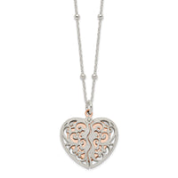 Load image into Gallery viewer, Sterling Silver &amp; Rose-tone Polished Moveable Heart Necklace
