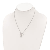 Load image into Gallery viewer, Sterling Silver Rhodium-plated CZ and Heart D/C Bead Chain Necklace
