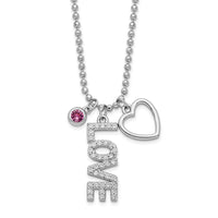 Load image into Gallery viewer, Sterling Silver Rhodium-plated CZ and Heart D/C Bead Chain Necklace
