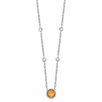 Load image into Gallery viewer, Sterling Silver Rhodium-plated Polished Round Citrine and White Topaz 16 inch with 2 inch Extension Necklace
