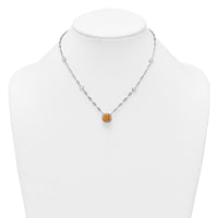 Load image into Gallery viewer, Sterling Silver Rhodium-plated Polished Round Citrine and White Topaz 16 inch with 2 inch Extension Necklace
