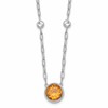Sterling Silver Rhodium-plated Polished Round Citrine and White Topaz 16 inch with 2 inch Extension Necklace
