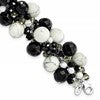 Sterling Silver Howlite/ Black & Smoky Quartz Crystal Bracelet