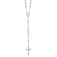 Load image into Gallery viewer, Sterling Silver Polished Rosary 26 inch Necklace
