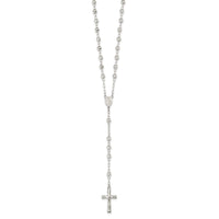 Load image into Gallery viewer, Sterling Silver Polished and Textured Bead Rosary 26 inch Necklace

