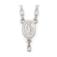 Load image into Gallery viewer, Sterling Silver Polished and Textured Bead Rosary 26 inch Necklace
