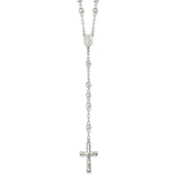 Load image into Gallery viewer, Sterling Silver Polished and Textured Bead Rosary 26 inch Necklace
