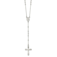 Load image into Gallery viewer, Sterling Silver Polished Crucifix Rosary 18 inch Necklace
