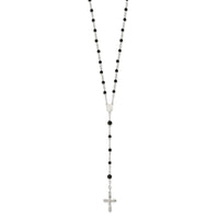Load image into Gallery viewer, Sterling Silver Polished Black Onyx Rosary Necklace
