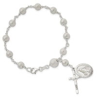 Load image into Gallery viewer, Sterling Silver Polished Laser-cut Rosary Bracelet

