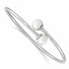 Sterling Silver Rhodium-plated 9-10mm White Freshwater Cultured Pearl Flexible Cuff Bangle