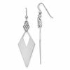 Sterling Silver RH-plated Polished Crystal Diamond Shape Dangle Ea