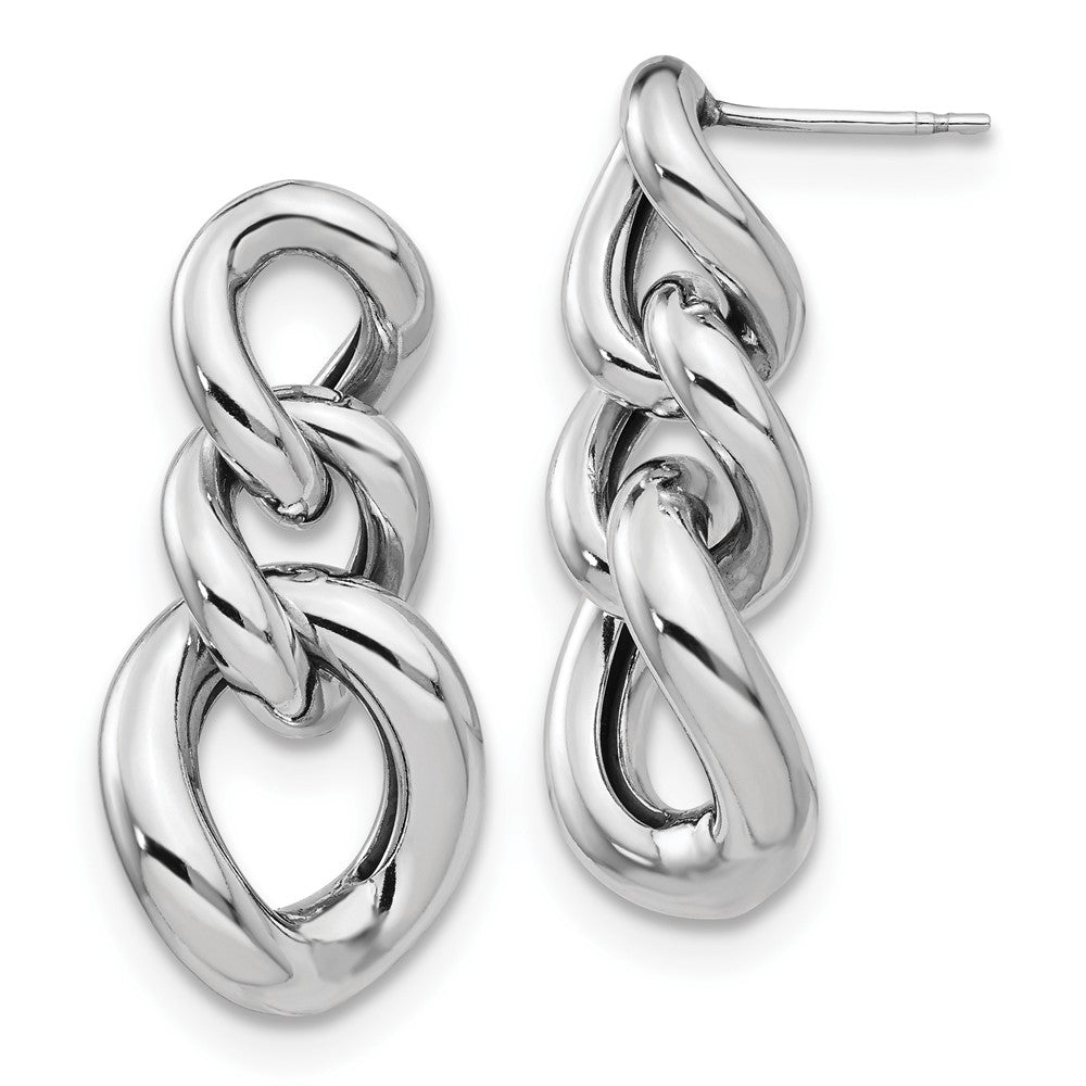 Sterling Silver RH-plated Polished Post Dangle Earrings