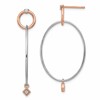 Sterling Silver Rose Gold-plated Rhd-plat CZ Post Dangle Earrings