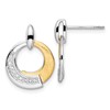 Sterling Silver Rh-p and Gold-plated CZ Brushed Dangle Earrings