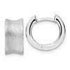 Sterling Silver Rhod-plated D/C Brushed Huggie Hoop Earrings