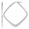 Sterling Silver Rhodium-plated Etched Square Hoop Earrings