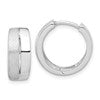 Sterling Silver RH-plated Satin and Polished Hinged Hoop Earrings