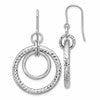 Sterling Silver RH-pl Polish/Dia-cut Circles Dangle Earrings