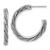 SS RH-plated Polish/Textured Twisted J-Hoop Post Earrings