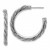 SS RH-plated Polish/Textured Twisted J-Hoop Post Earrings