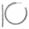SS RH-plated Polish/Textured Twisted J-Hoop Post Earrings