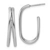 Sterling Silver RH-plated Polished Oval J-Hoop Post Earrings