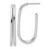 Sterling Silver RH-plated Polished Oval J-Hoop Post Earrings