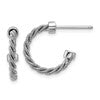 SS RH-pltd Polished and Twisted 17mm Post J-Hoop Earrings