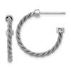 SS RH-pltd Polished and Twisted 22mm Post J-Hoop Earrings