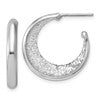 SS RH-plt Radiant Essence Polish/Textured Post J-Hoop Earrings