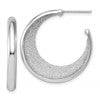 SS RH-plt Radiant Essence Polished/Textured Post J-Hoop Earrings