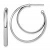 SS RH-plated Polished 31.5mm Double Post J-Hoop Earrings