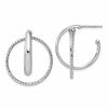 SS RH-plated Polished / Dia-cut Fancy Circles Post J-Hoop Earrings
