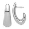 Sterling Silver RH-plated Polished Post J-Hoop Earrings