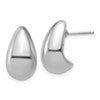 Sterling Silver RH-plat Polished Puff Teardrop Post Earrings