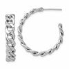 SS RH-pltd Polished 34x6.5mm Curb Link Post C-Hoop Earrings
