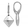 Sterling Silver RH-plt Pol. Diamond Shaped Leverback Earrings