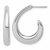 Sterling Silver RH-plated Polished Post J-Hoop Earrings